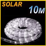 SOLAR LED 10M PVC TUBE ROPE LIGHT Cool WHITE