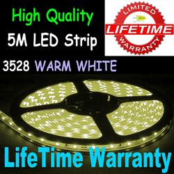 5M 3528 LED Flexible Strip Light 60/M Warm White