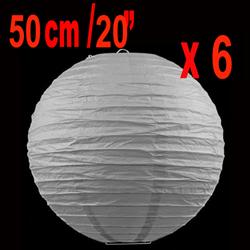 6 x 20 "/ 50cm paper lanterns white
